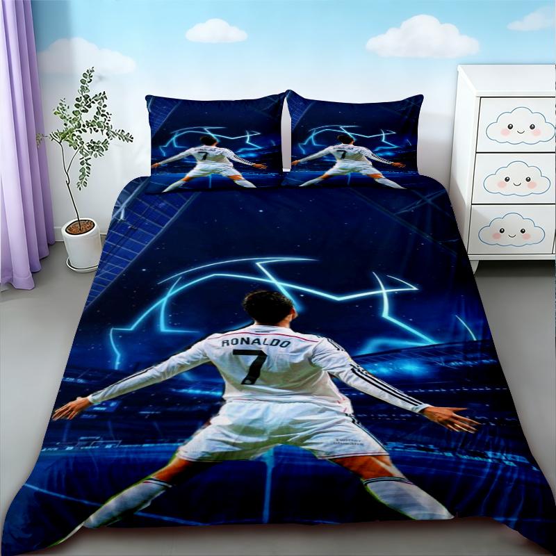 Tiener CR7 Dekbedovertrek Voetbal Cristiano Ronaldo Beddengoed Set voor Comfortabele en Ademende Slaapkamer Decoratie Cadeaus