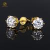 Luxury 925 Silver Jewelry Classic 18K Gold Plated 925 Sterling Silver VVS Moissanite Diamond Women Stud Earrings