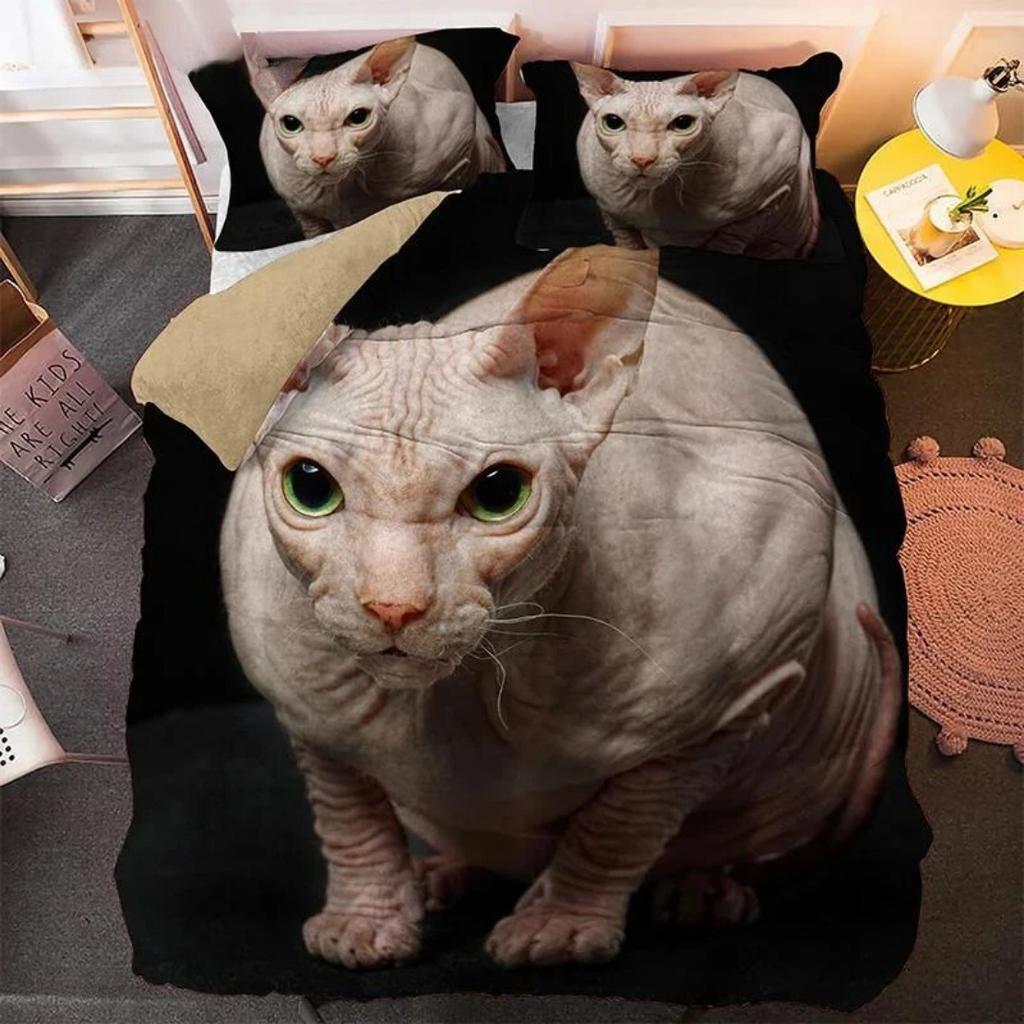 Lovely Pet Cat Bedding Set Animal Printed Covers Pillowcase Single Double King Queen Size Duvet Cover Kitty Pattern Quilt Cover