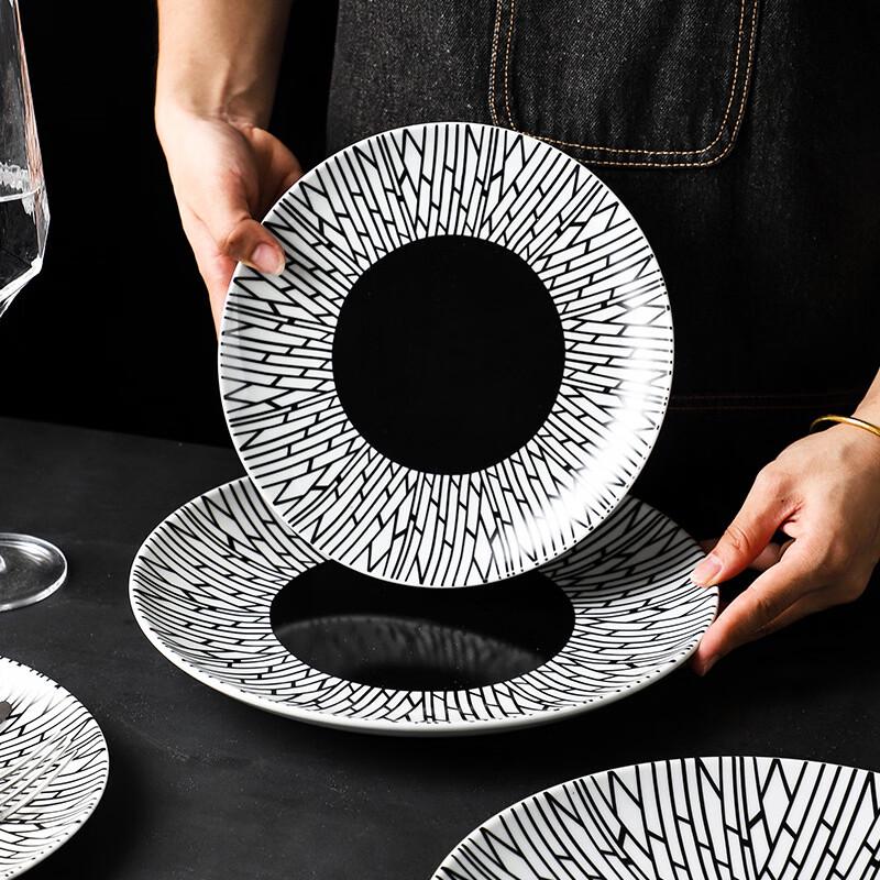 Abay Nordic Minimalist 10-Inch Ceramic Shallow Plates, Set of 2