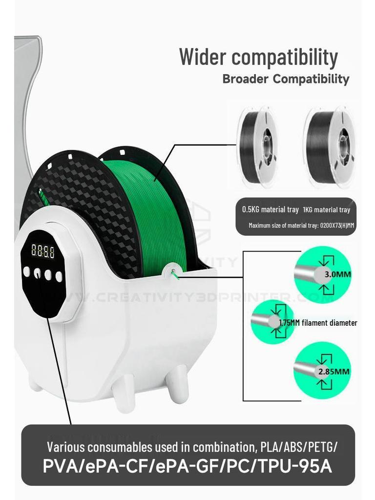 3D Printer Filament Drying and Storage Box - Moisture & Dustproof for PLA, ABS, PVA, PETG, Nylon