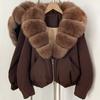 Europe and the United States new natural real fox fur collar down jacket autumn and winter versatile thickened warm women's short coat