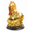 The Spiritual Living Golden Laughing Buddha Idol on Arowana Fish | 4 Inch | Feng Shui Statue for Prosperity, Wealth & Career Growth
