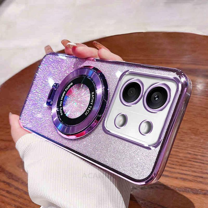 

Чехол-держатель с блестками Note13 для Xiaomi Redmi Note 13 Pro Plus 13pro 4g 5g 13c Redmi13, силиконовый чехол-подставка Poco X6 M6 Redmi Note 13 Pro 4g