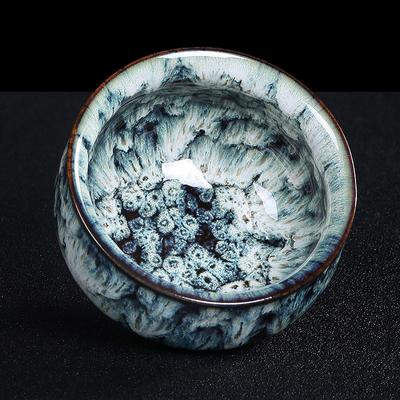 1 stücke Kung Fu Teetasse Gebürstete Glasur Teetasse Tianmu Glasierte Gebäude Tasse Keramik Jianzhan Teetasse Eiförmige Kleine Teeschale