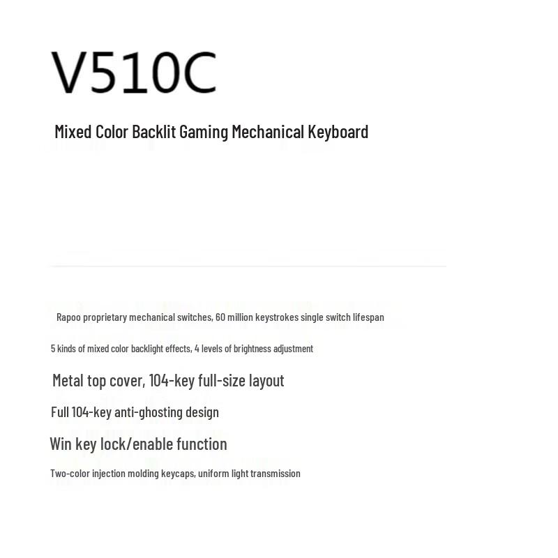 Rapoo V510C Wired Backlit Mechanical Gaming Keyboard