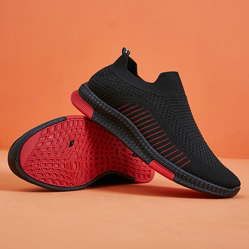 Spring and autumn new men's shoes trendy casual shoes flat-bottomed fly-woven breathable sports shoes one pedal lazy shoes