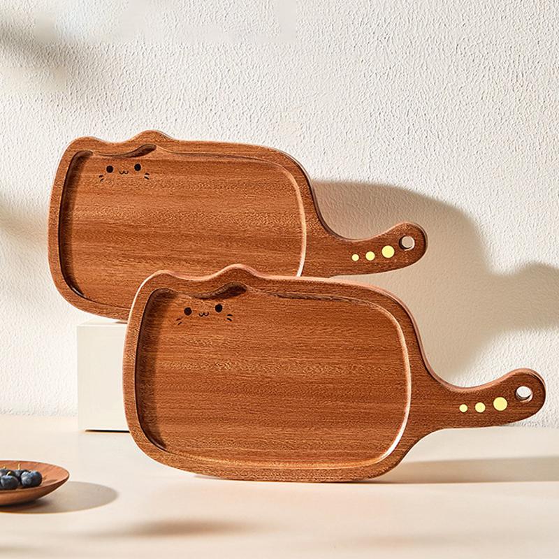 Cat Sandalwood Steak Cutting Board Steak Board Wooden Pizza Tray Solid Wood Bread Cutting Board Home Restaurant Wooden Tray
