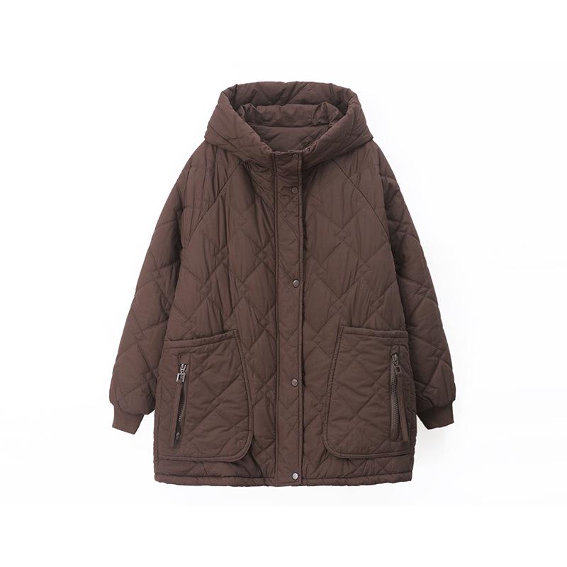 Mid-Length Retro Casual Plus Size Women's Hooded Cotton Jacket - Winter 2024