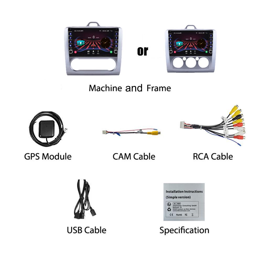 Android Auto Radio Für Ford Focus EXI MT AT 2 3 Mk2 Mk3 2004-2011 Mit Taste Knopf Multimedia player Navigation GPS Carplay 2 + 32GB