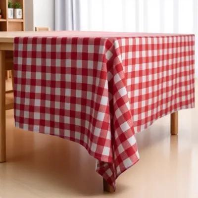 Tablecloth Party Gingham Round Picnic Birthday Cover Table Holiday Christmas Cloth Checkered White Kitchen Dining for 1pc Red