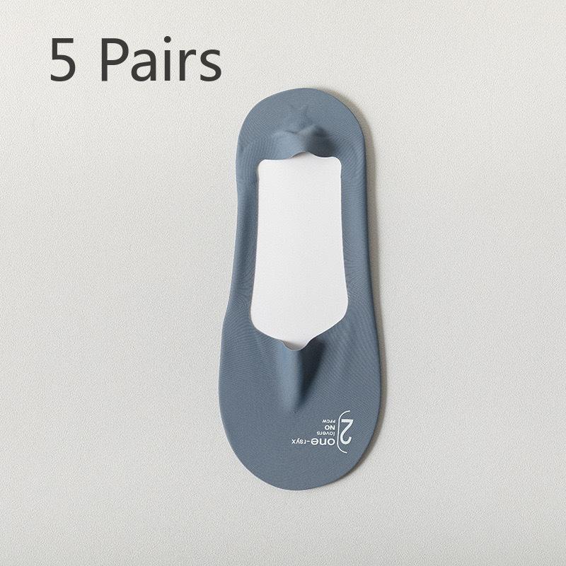 5 Pairs of Men's Summer Ice Silk Cotton Non Slip Heel Socks