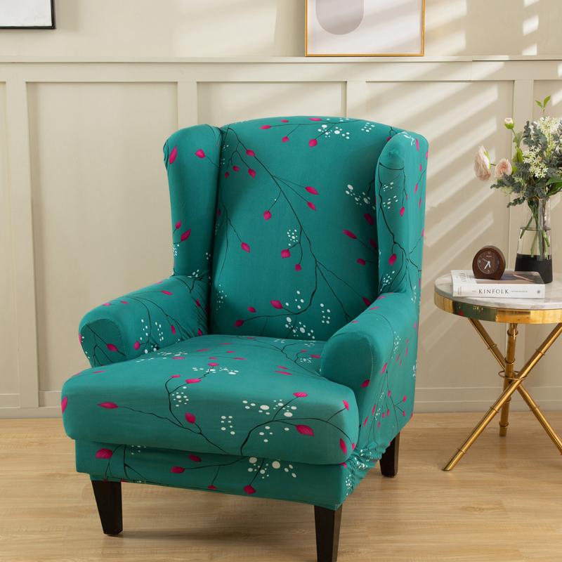 Stretch Spandex Wing Chair Cover Elastic Relax Armchair Slipcovers Wingback Sofa Protector with Seat Cushion Cover Home Decor