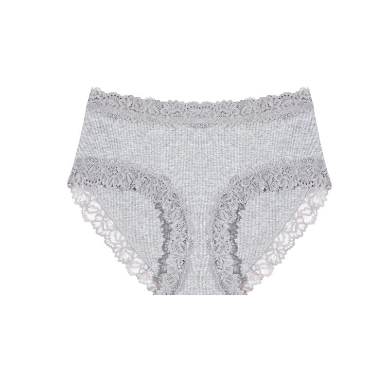 1pcs Women's High Waisted Plus Size Lace Spliced Cotton Underwear, Full Coverage Fashionable, Breathable, Soft and Comfortable Women's Underwear