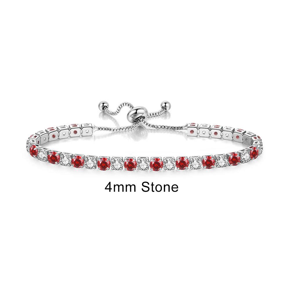 Adjustable Colorful Birthstone Tennis Bracelet for Women Multicolor CZ Crystal Wedding Birthday Gift Hand Jewelry