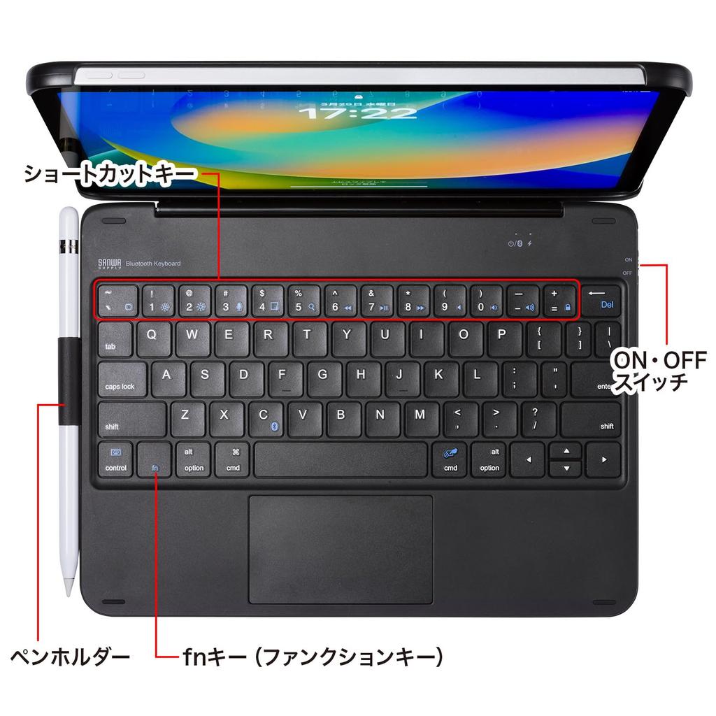 SANWA SUPPLY 10.9-inch iPad Keyboard with Case and Built-in Touchpad (SKB-BTIPAD3BK)
