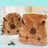 Adorable Capybara Plush Drawstring Bag Large Capacity Portable Storage Pouch