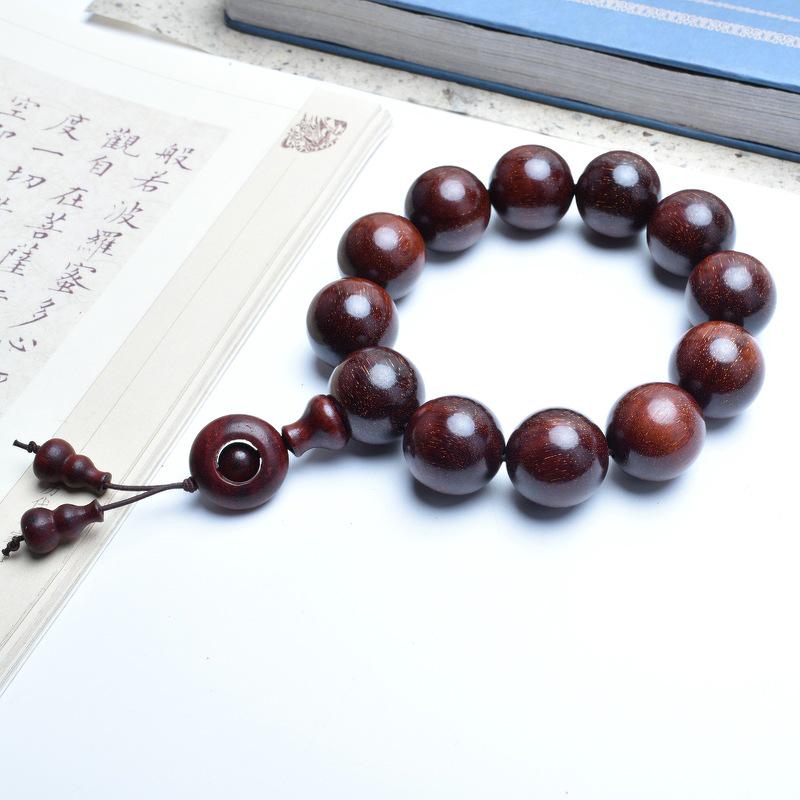 Venus Old Material Small-Leaf Red Sandalwood Prayer Beads Chain - High Oil Density, Unisex, New Chinese Style Decoration Gift