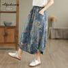 2026 Falda Midi de Línea A para Mujer Tallas Grandes Primavera Verano Cintura Alta Estampado Floral Falda de Mezclilla Vintage Elegante Clásica Falda Chic para Dama Con Bolsillos