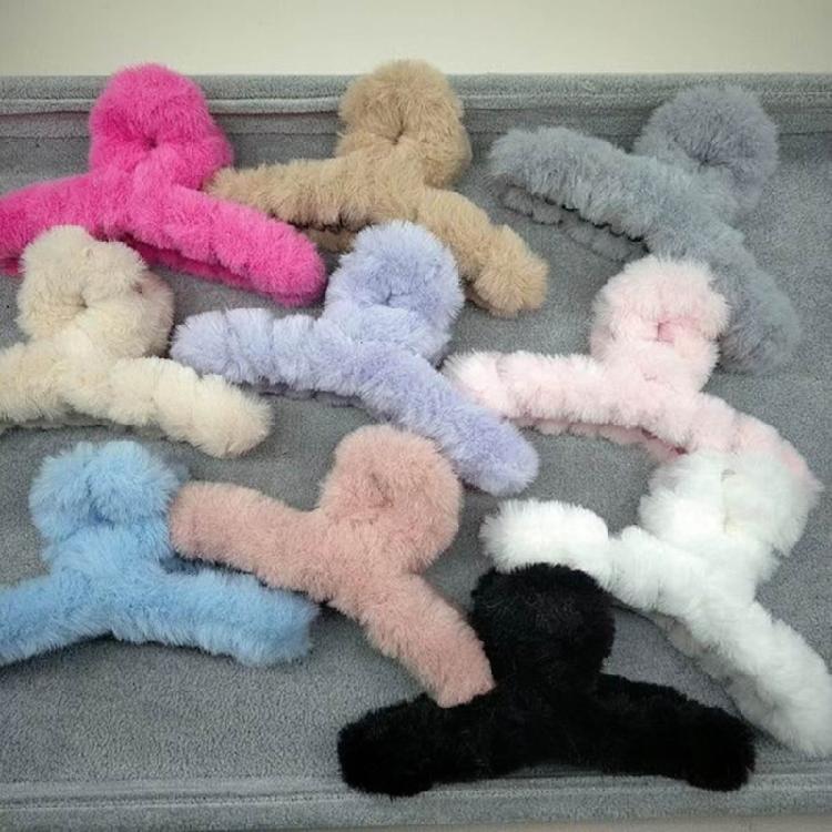 Plush Hair Catchs Hair Barrettes for Thick Hair Furs Hair Claw Clips Jewelry