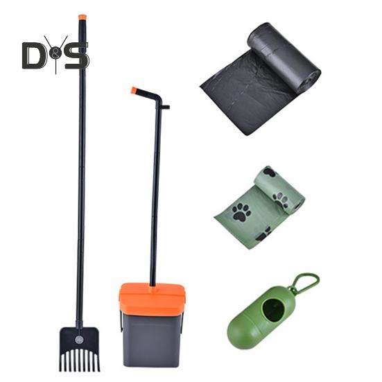 

Совок для собачьих какашек, длинная ручка, вращающийся контейнер и грабли, комплект совок для собачьих какашек с 35 мешками для мусора для лужайки, двора, собачьей будки Sets