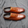 Black Brown Men's Dress Shoes Genuine Leather Cap Toe Oxford Suit Shoes Lace Up Business Office Wedding Formal Footwear Male