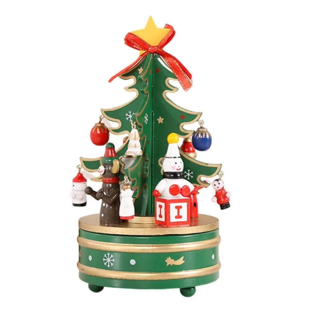 Christmas Carousel Rotating Wooden Music Box Wooden Children Gifts Musicbox  Festive Holiday Decor