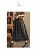 In-Stock Autumn 2025 Women's Warm A-line Woolen Plaid Mid-length Skirt