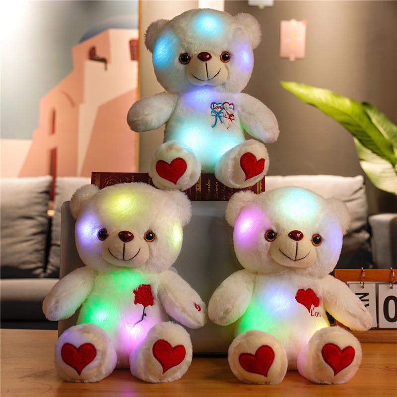 Embroidery Heart Glowing Teddy Bear Plush Toy Animal Stuffed Doll Decoration