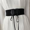 Fashionable Black Elastic Waist Belt For Women With Stylish Wide Ribbon Design
