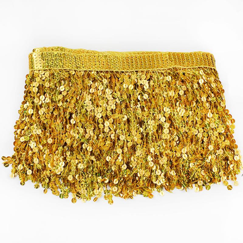 Meetee 1/2/3 Yards 16cm Paillettenfransen Quasten Ethnisches Spitzenbesatzband Fransen Latin Dance Rock Bekleidungsverzierung Nähzubehör