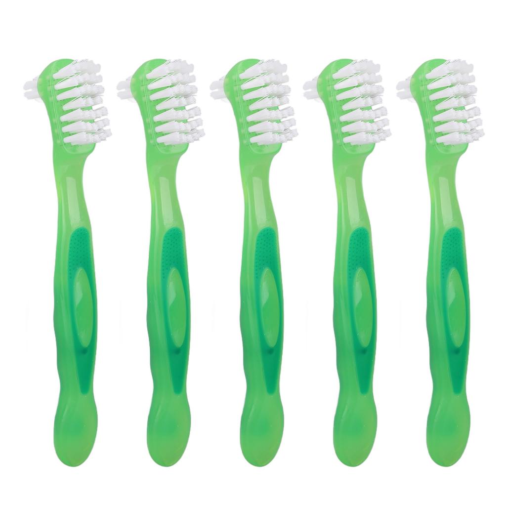 5pcs Denture Brush Set Professional Travel Portable Double Sided False Teeth Cleaning Brush for Elderly