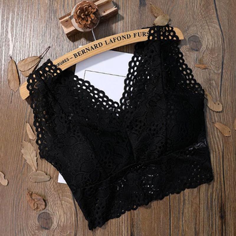 

Женский кружевной сексуальный топ, однотонные топы без косточек, бюстгальтер без косточек, бюстье с сетчатой ​​подкладкой, женские модные укороченные топы one size чёрный