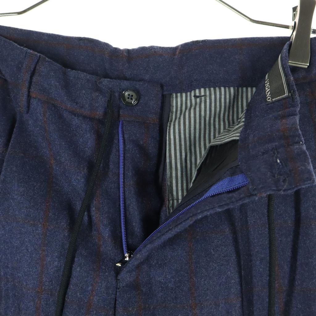 Beauty Products VIGANO Striped Pattern Wool Pants 46 Navy Men's Used