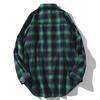 Men's  Casual Fashion Plaid  Printing Loose Lapel Long Sleeve Shirt Tops Blouse