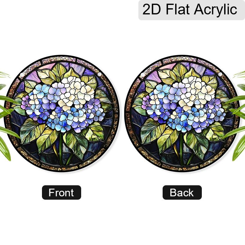 Acrylic Hydrangea Flower Suncatcher Stained Glass Effect Window Hanging Ornament Floral Gift for Home