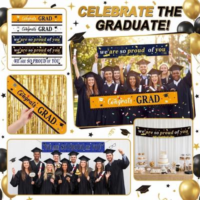Graduation Banner Congrats Grad Printed Decorative Banner for Ceremony Party Event Celebration School Home Office