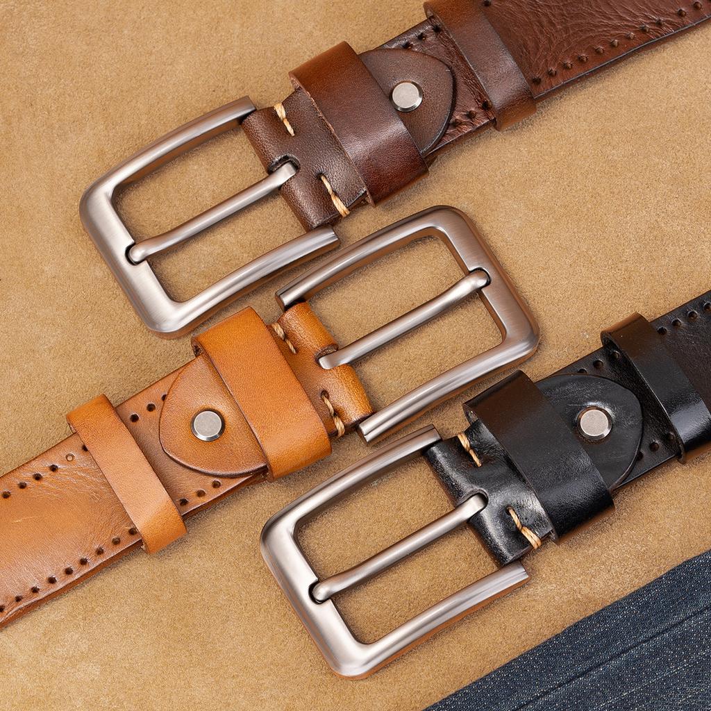 Belt Men'S First Layer Cowhide Tree Paste Leather Pin Buckle Men'S Belt Genuine Leather Retro Casual Pants With Men'S Models