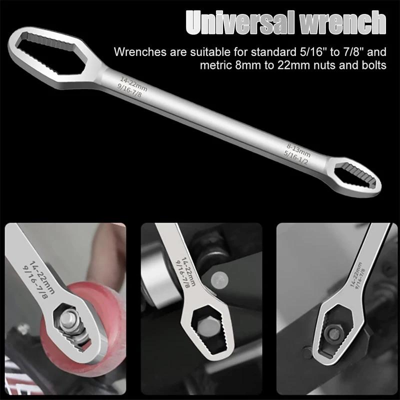 Universal Box Wrench Double-Ended Box Wrench Self-Tightening Adjustable Eyeglass Wrench For Tightening Screw Nuts With Diameter