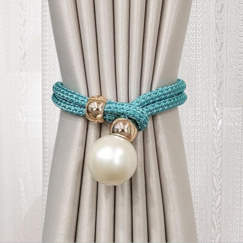 French Curtain Tiebacks with Faux Pearl Decorations, Convenient Tiebacks Decorative Curtain Holdbacks