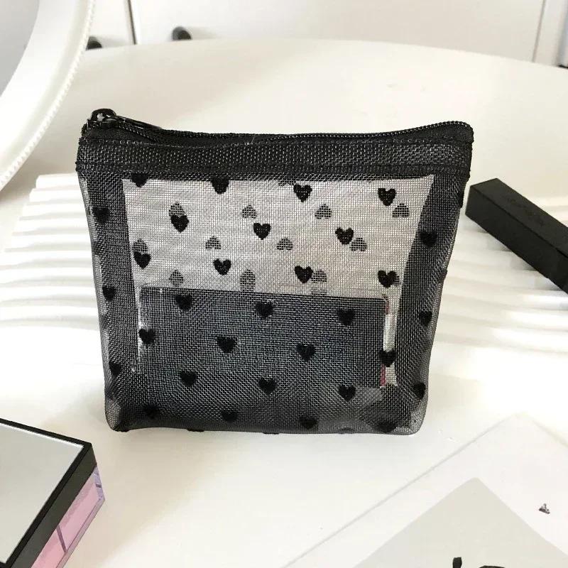 New Mesh Transparent Cosmetic Bags Small Large Clear Purple Makeup Bag Portable Travel Toiletry Organizer Lipstick Storage Pouch