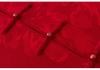 Red Wool Tang Suit Sweater Coat with Stand Collar & Frog Buttons for Women