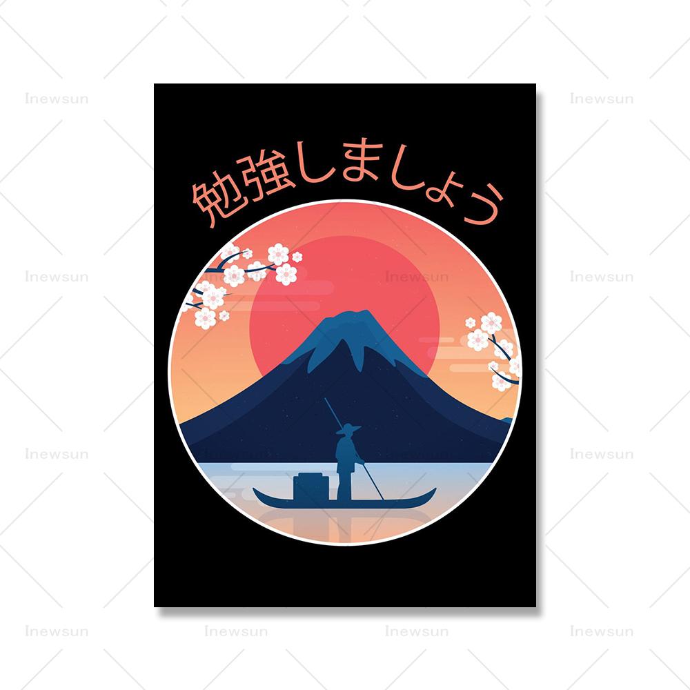 Vintage Japanese Tokyo Temple Art Canvas Paintings Kanagawa Great Wave Poster Mt Fuji Print Wall Pictures for Home Decoration
