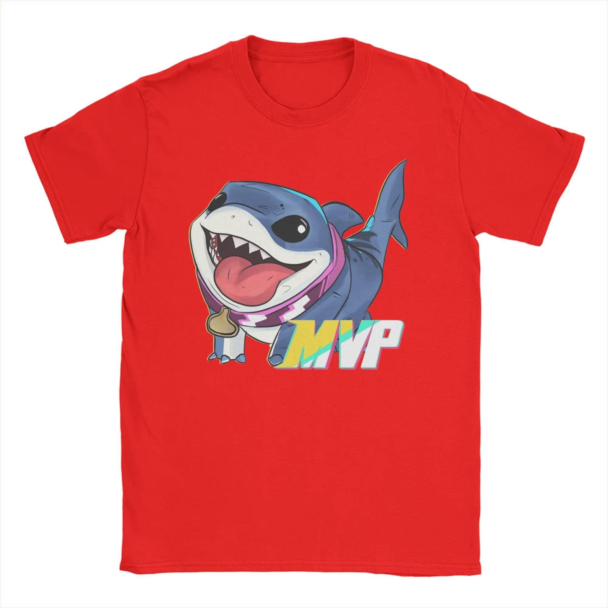 

Anime Shark Graphic Print Autumn Cotton Men s and Women s T-shirt Short Sleeve Street Fashion Trend Clothing Winter Innerwear 4XL