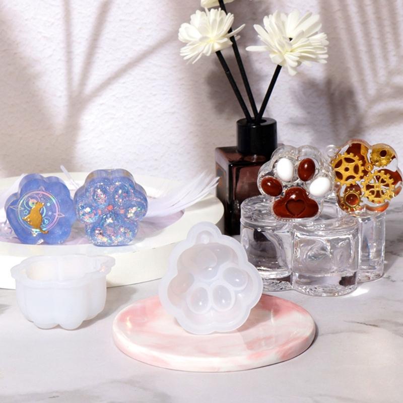 Animal Resin Mold Cat-Paw Silicone Epoxy Casting Mold for DIY Pendant Jewelry Making Handmade Lovely Keychain Craft