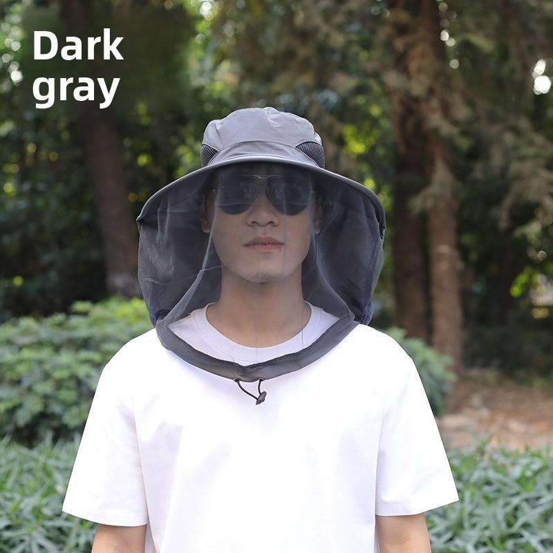 Mesh Face Mask Mosquito-proof Hat, Sun Protection Hat, Face Covering for Men and Women, Summer Outdoor Large Brim UV Protection for Fishing and