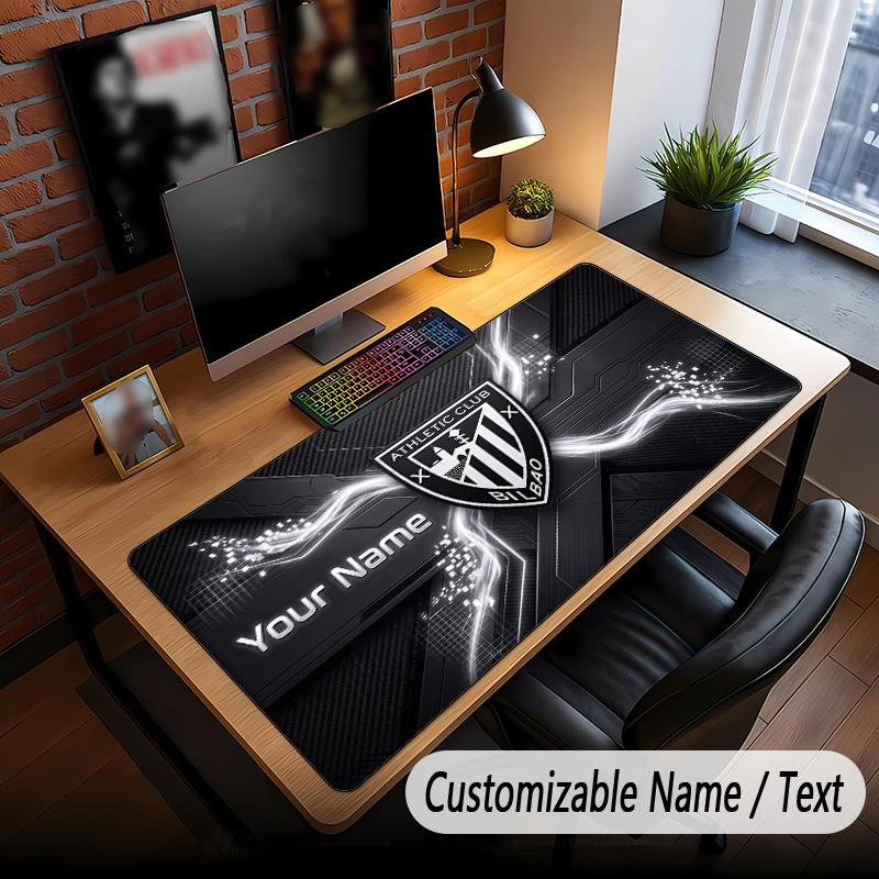 Großes Mauspade Athletic Bilbao FC Aufdruck Benutzerdefinierter Name Text Schreibtischmatte für Büro Gaming