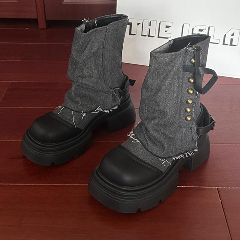 Cowboy Boots for Women Flats Platform Casual Designer Ankle Boots Winter Woman Shoes 2025 Goth Chelsea Botas De Mujer