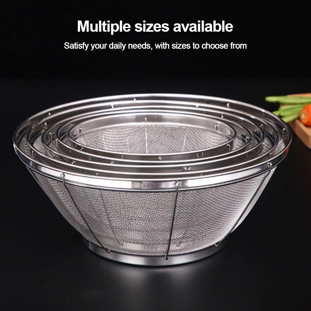 Stainless Steel Fine Mesh Strainer Self-draining Base Multi Function Kitchen Colander Vegetable Fruit Washing Strainer Basket