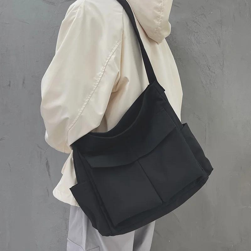 Canvas Zipper Crossbody Shoulder Bags Men's Bags Sale 2026 High Quality Causal Solid Sewing Thread Bolsa Transversal